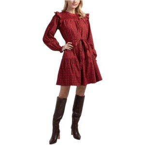 NWT LEA Blackwatch Smocked Yoke Mini Dress